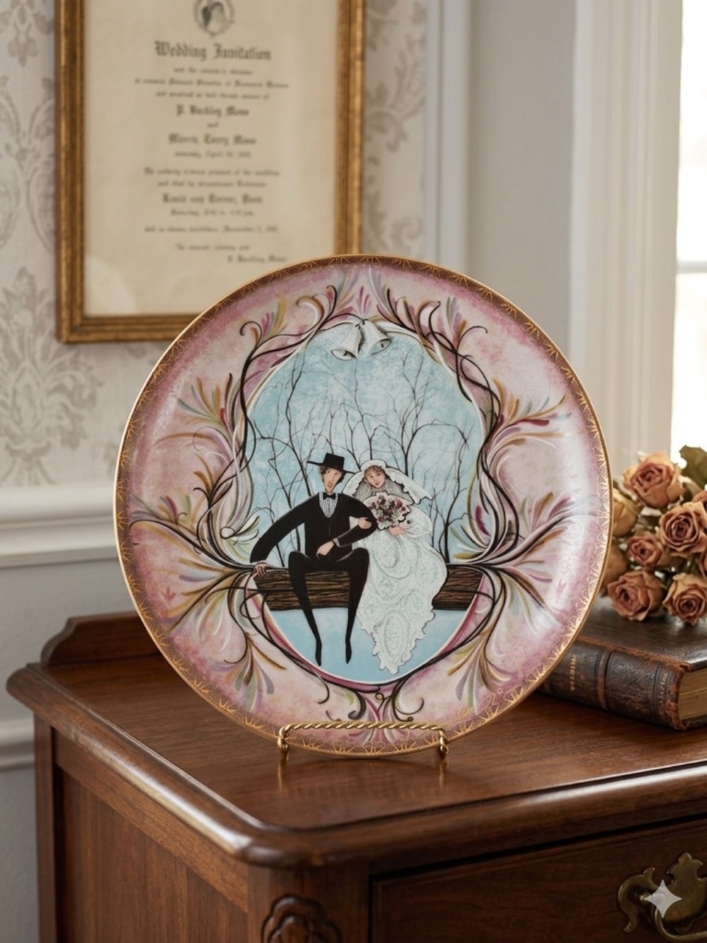 P. Buckley Moss "The Wedding" Collector Plate 1991 Anniversary Edition #1536 COA